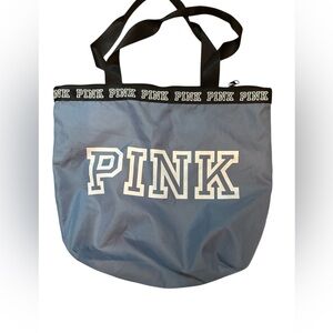 PINK VS Tote Bag Purse Blue White PINK Logo Nylon Bag Zipper 19"x16"